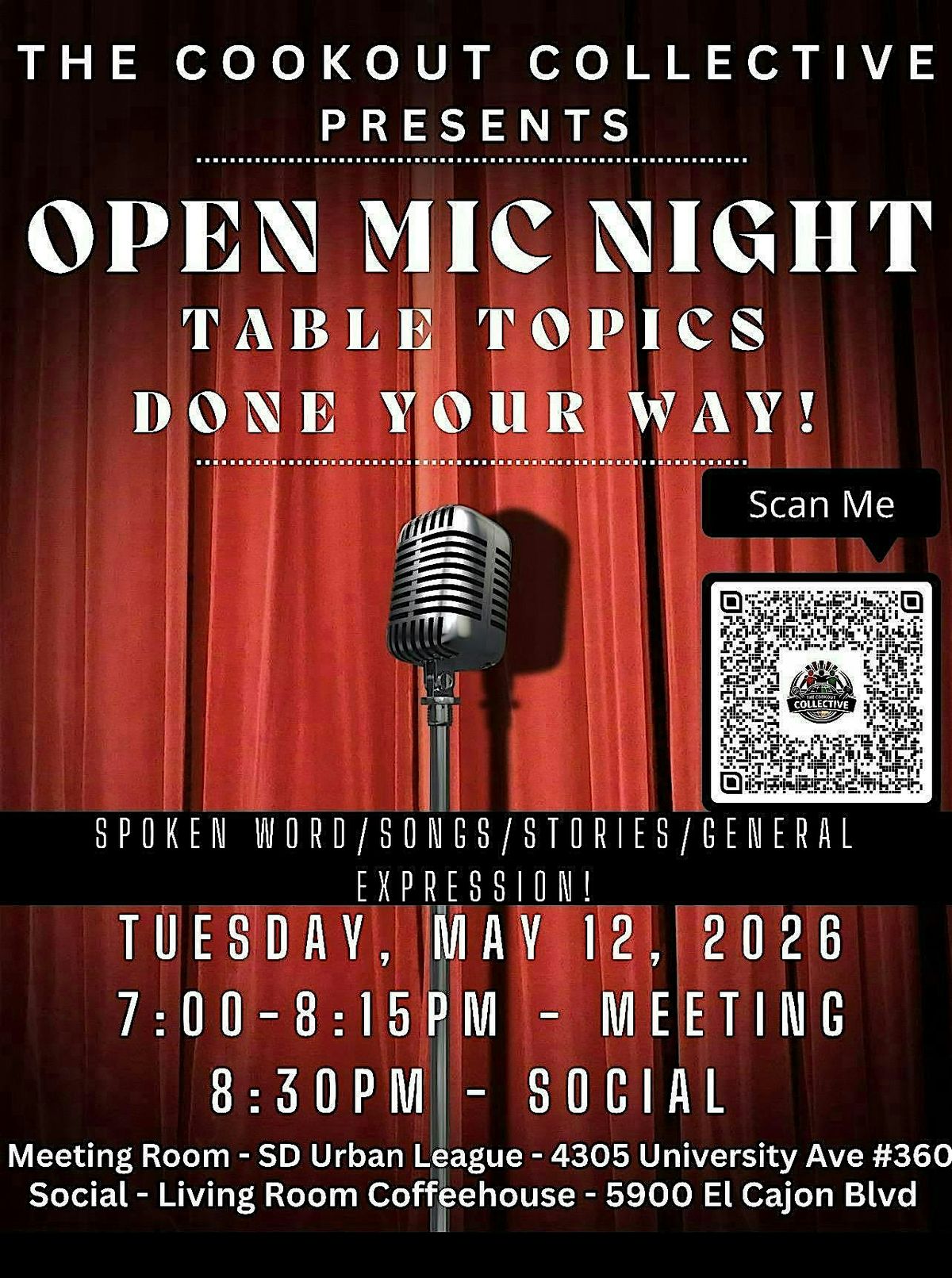 The Cookout Collection presents Open Mic Night