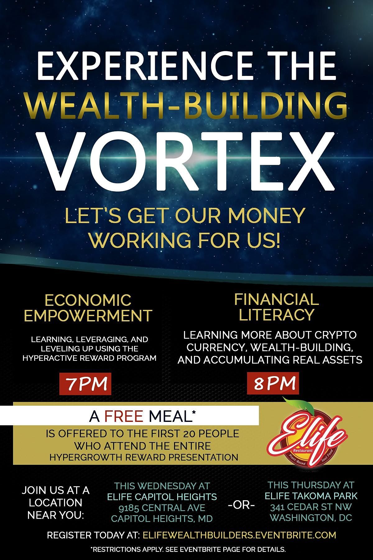ELife Wealth Builders Rally at ELife Restaurant Takoma Park