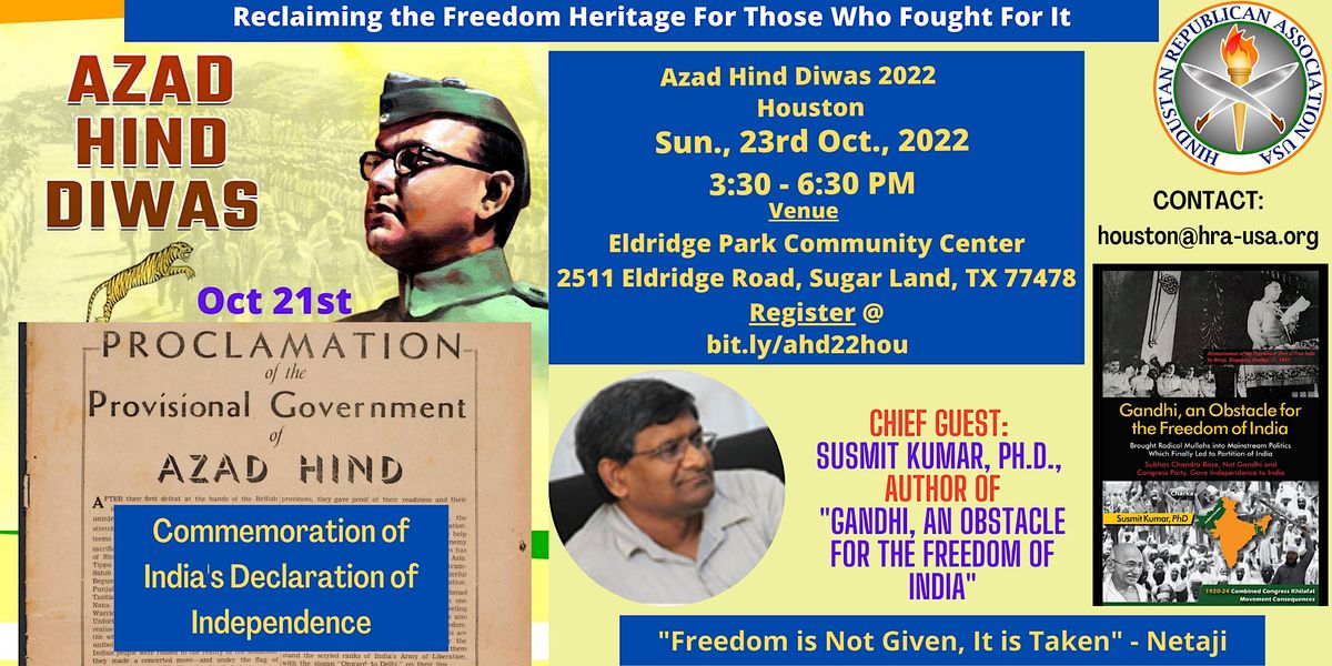 Azad Hind Diwas 2022 Houston - Book Presentation by Prof. Susmit Kumar ...