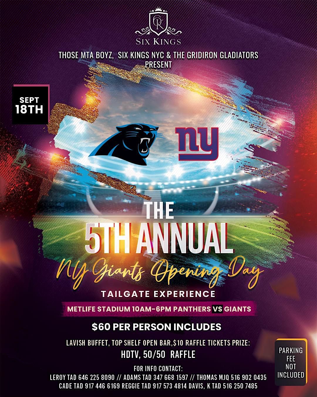 The 5th Annual NY Giants Opening Day Tailgate Experience MetLife