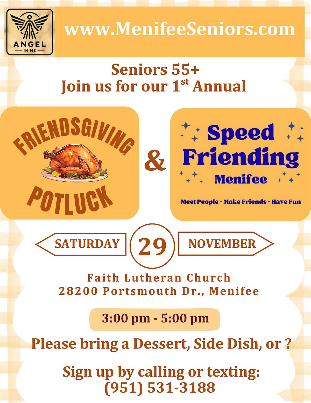 Seniors 55+ Friendsgiving Potluck Dinner & Speed Friending Event