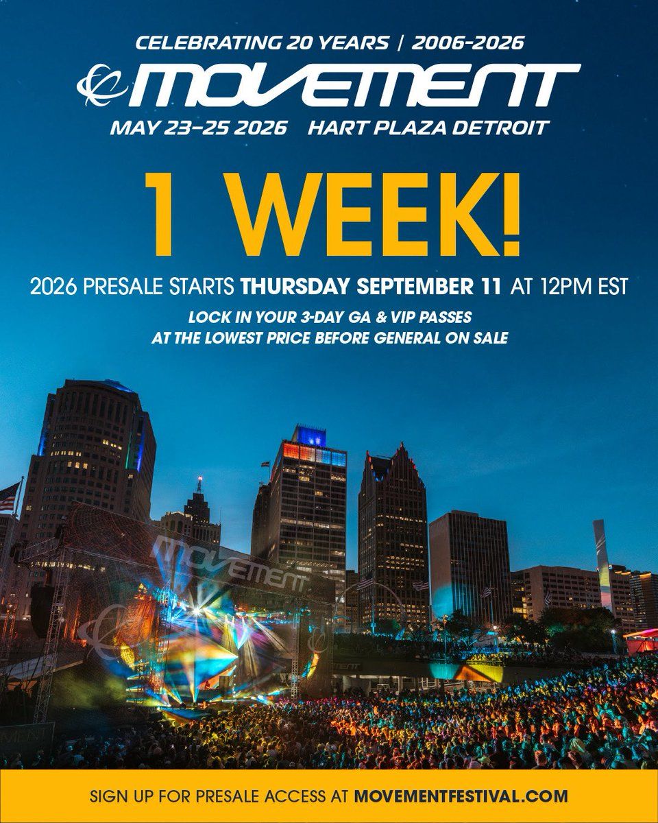 2026 Movement Music Festival - 3 Day Pass at Hart Plaza