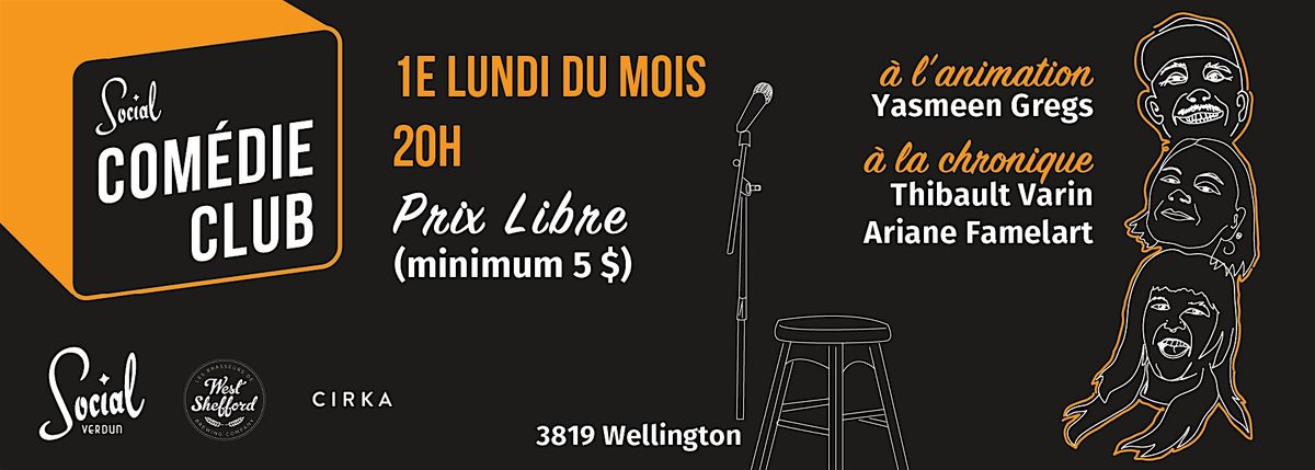 Show d'humour au Social Com\u00e9die Club de Verdun - Lundi 1 d\u00e9cembre