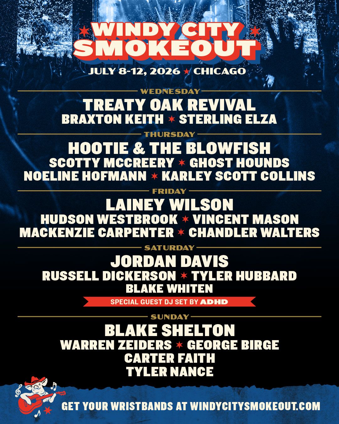 Windy City Smokeout Festival: Hootie and The Blowfish  Blake Shelton  Jordan Davis & Lainey Wilson - 4 Day Pass