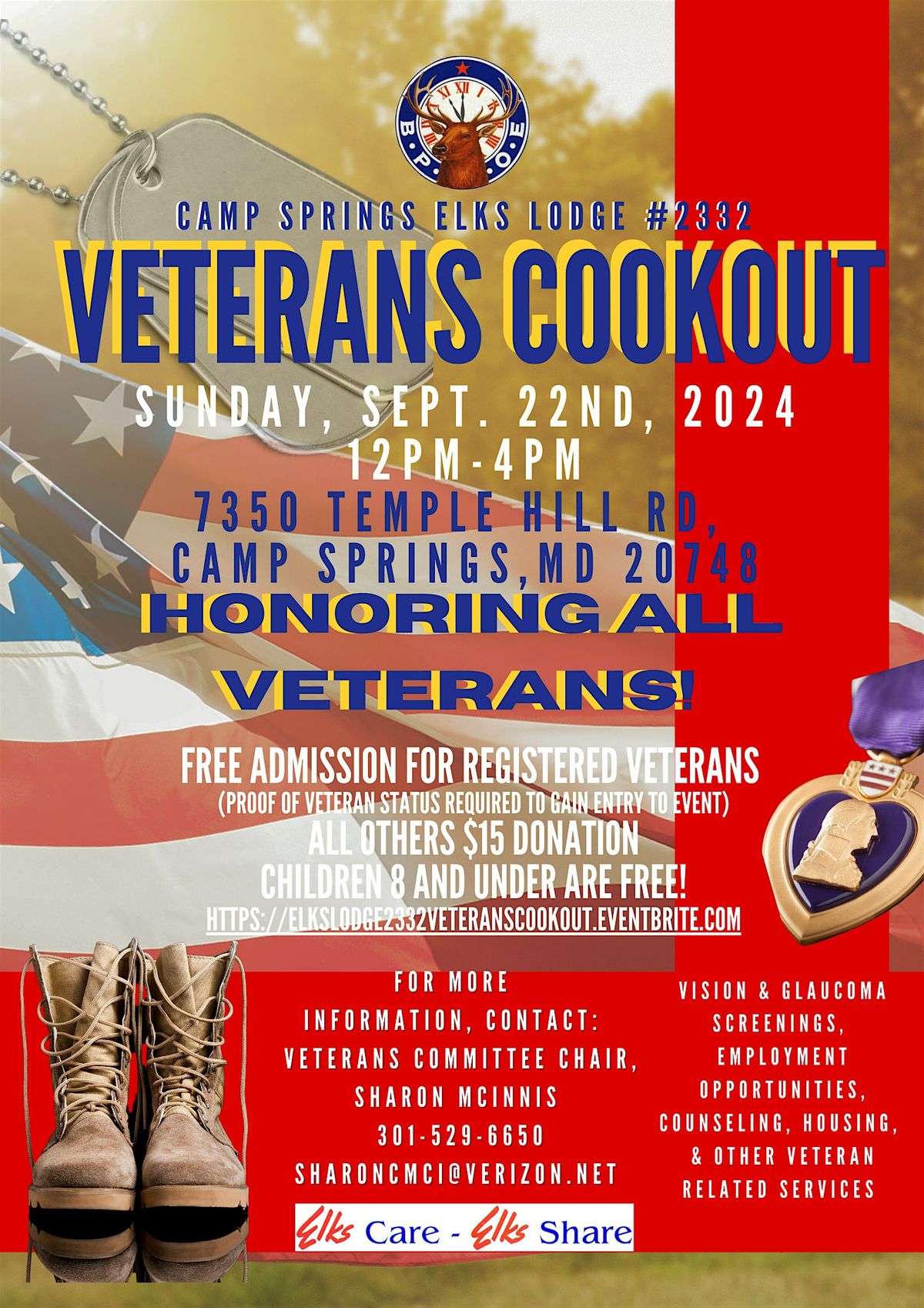 Camp Springs Elks Lodge Veterans Cookout 2024 7350 Temple Hill Rd