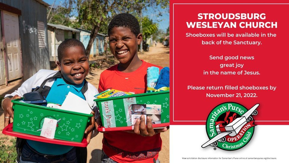 Operation Christmas Child Shoebox Pick Up Stroudsburg Wesleyan Church