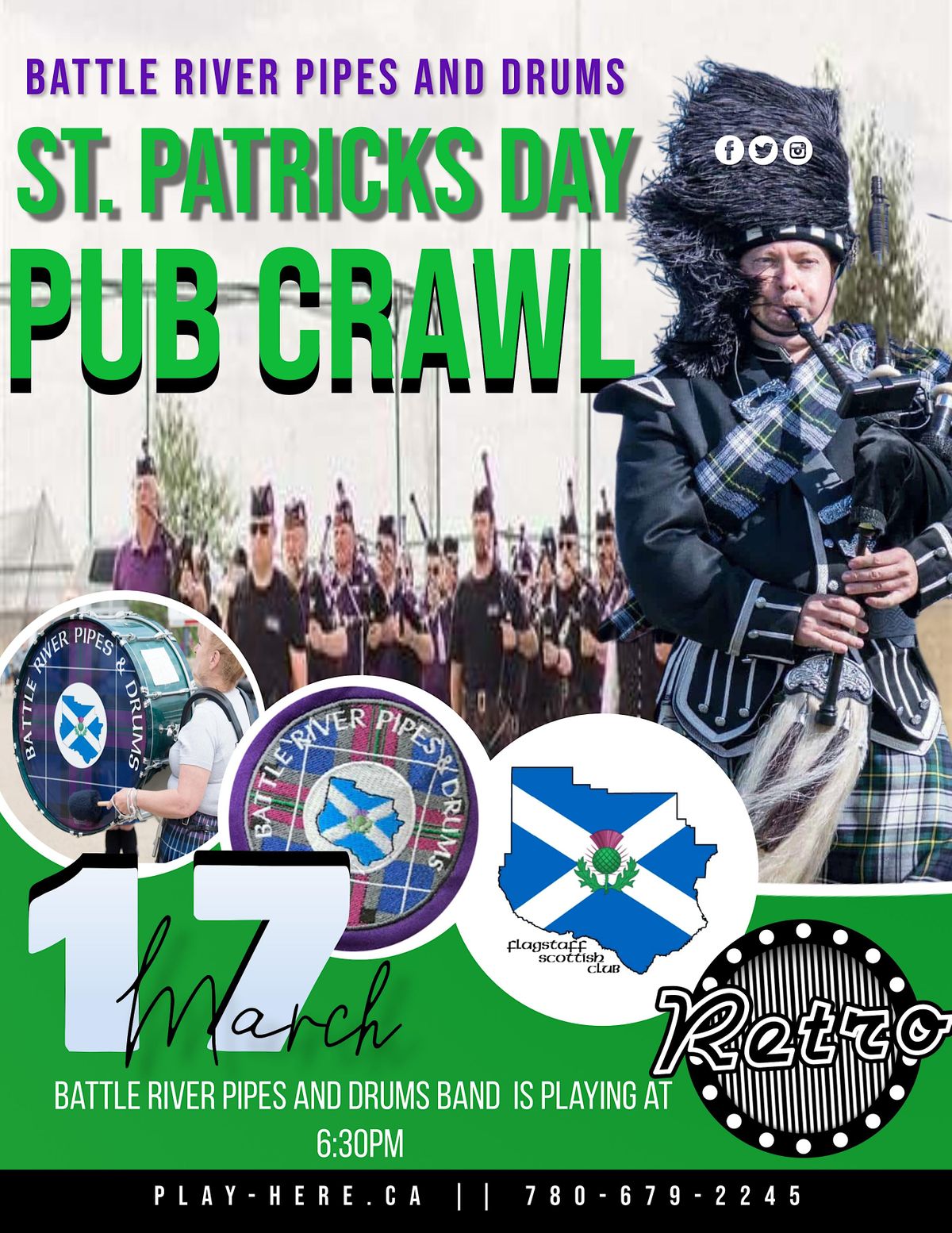 ST. Patricks Day ! Battle River Pipes and Drums Retro, Camrose, AB