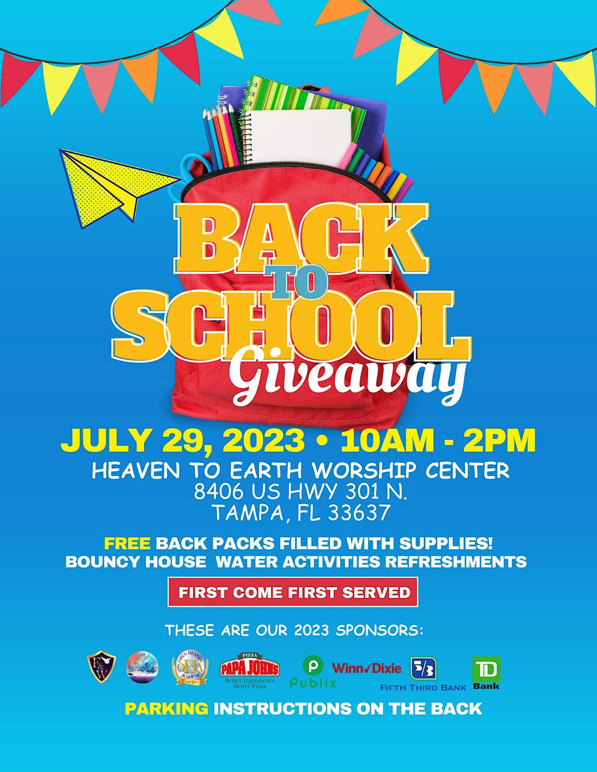 Back to School Giveaway 2023 | Heaven To Earth Worship Center, Tampa ...