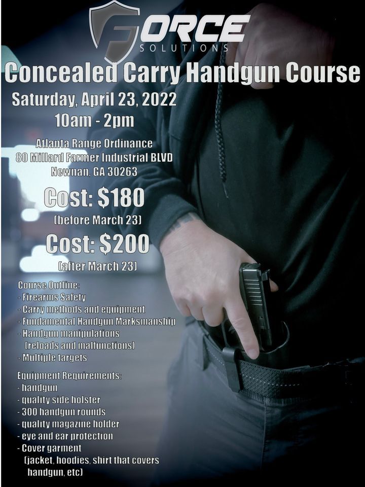 Concealed Carry Handgun Course Atlanta Range and Ordnance, Newnan, GA