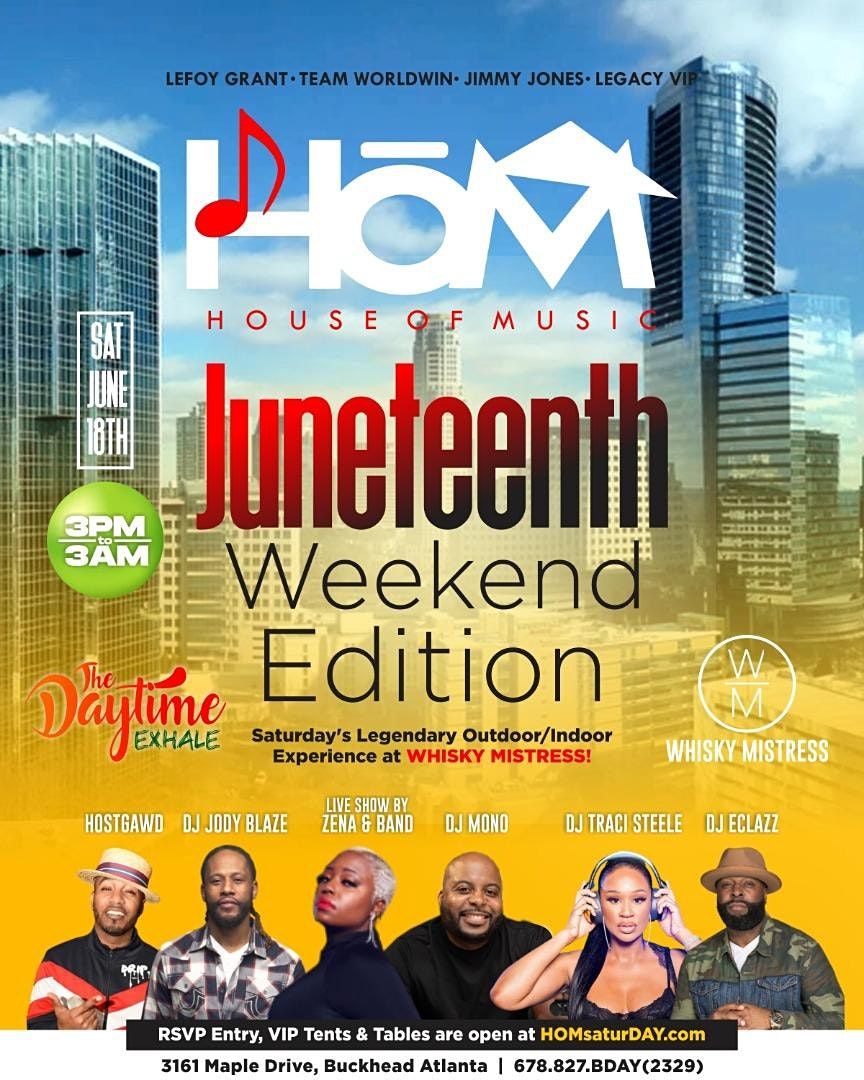 HOUSE OF MUSIC DAY PARTY + AFTER PARTY Saturdays Whiskey Mistress