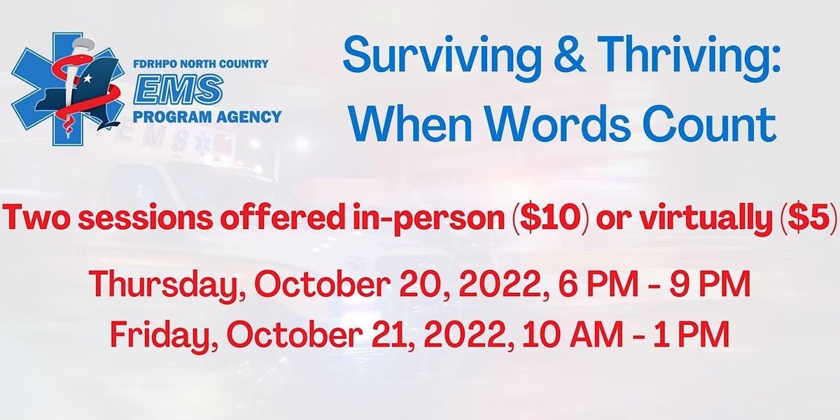 Surviving & Thriving When Words Count An EMS Financial Management Class Fort Drum Regional