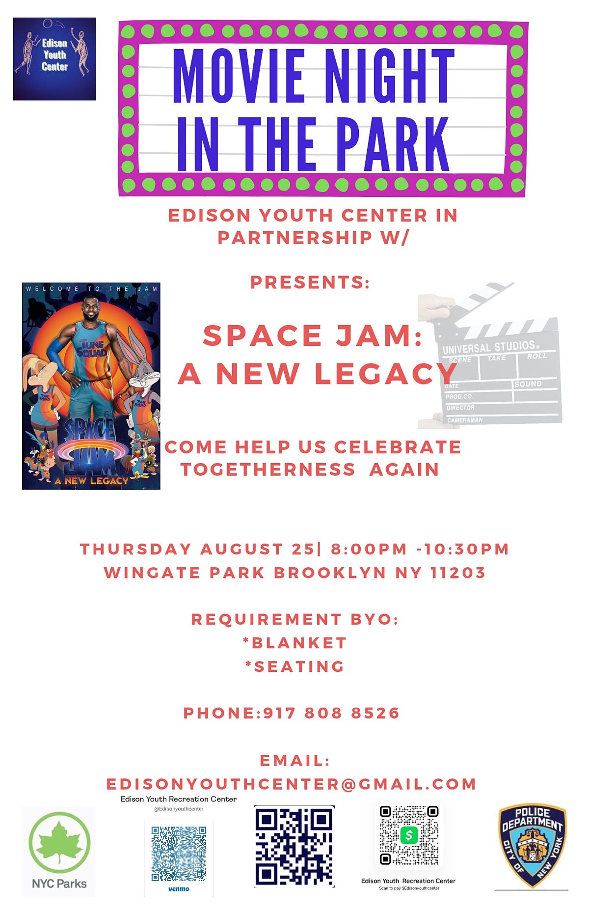 Brooklyn Movie Night at the Park (Free Family Event) Wingate Park