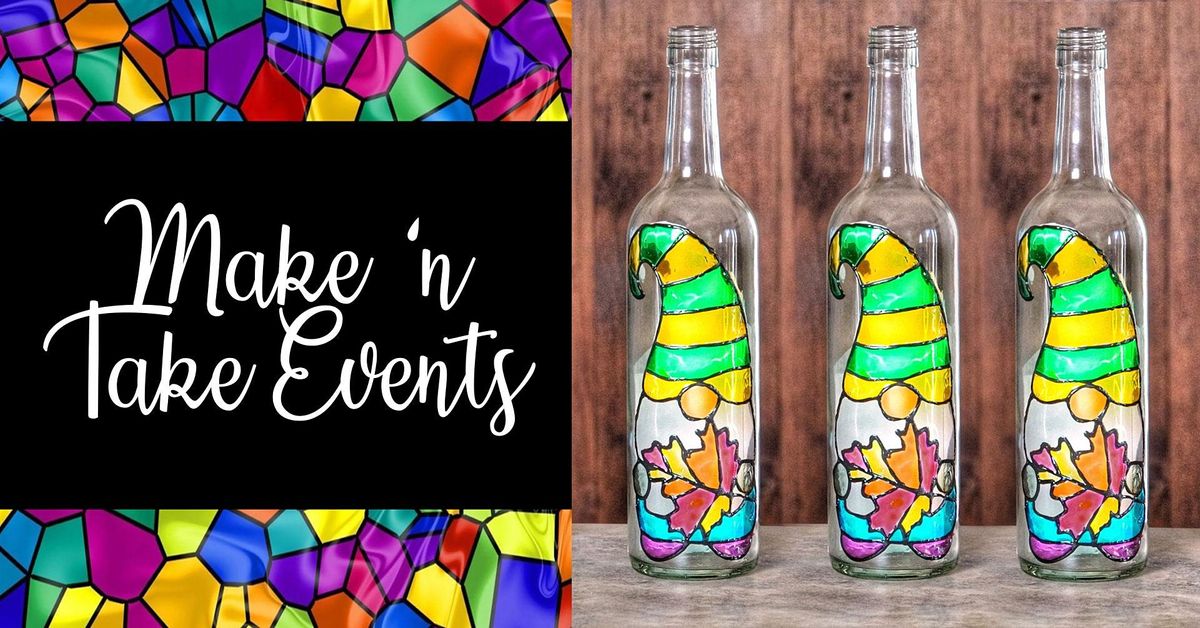 Stained Glass Wine Bottle Limited Edition Fall Gnome Gallows Hill Spirits, Allentown, PA