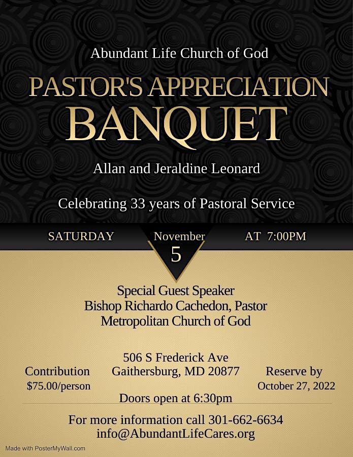 Pastors Appreciation Banquet At 506 S Frederick Ave Gaithersburg On pastors-appreciation-banquet-at-506-s-frederick-ave-gaithersburg-on