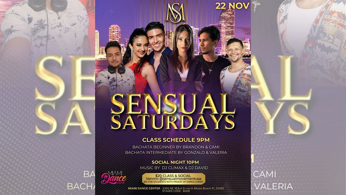Sensual Saturdays! FREE Bachata Class (w Cover), Social Dance and more!