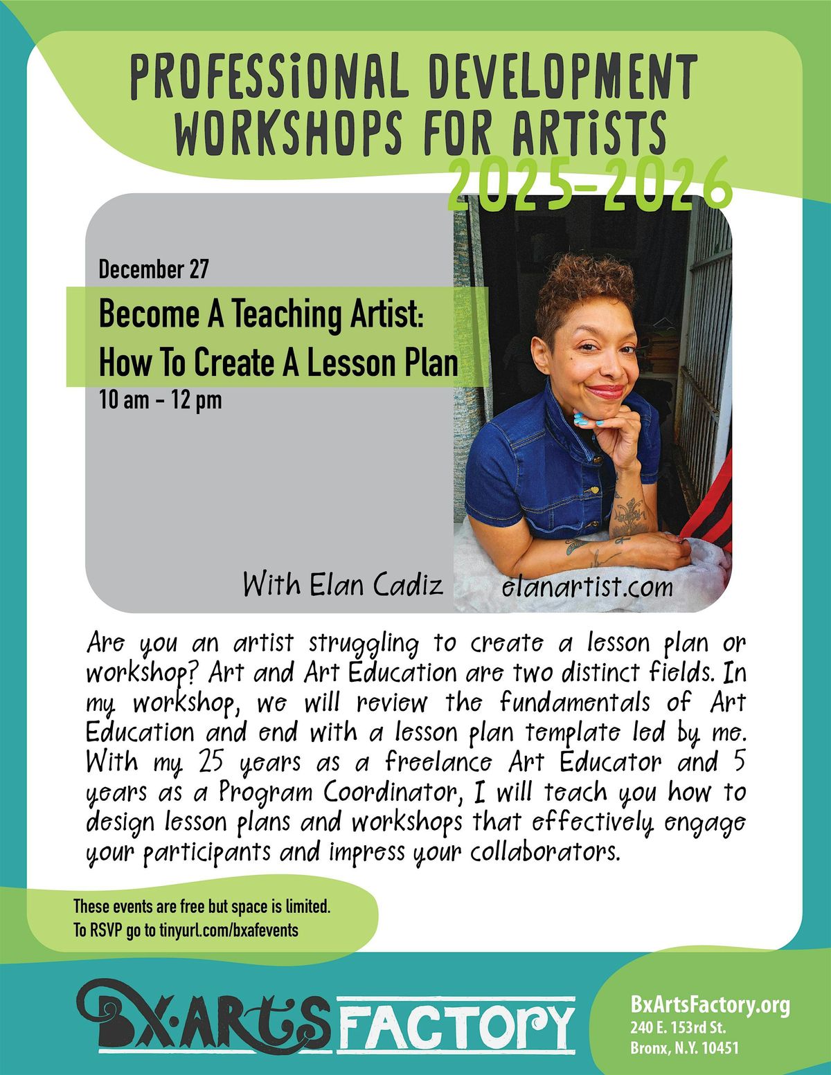 Become A Teaching Artist:  How To Create A Lesson Plan with Elan Cadiz