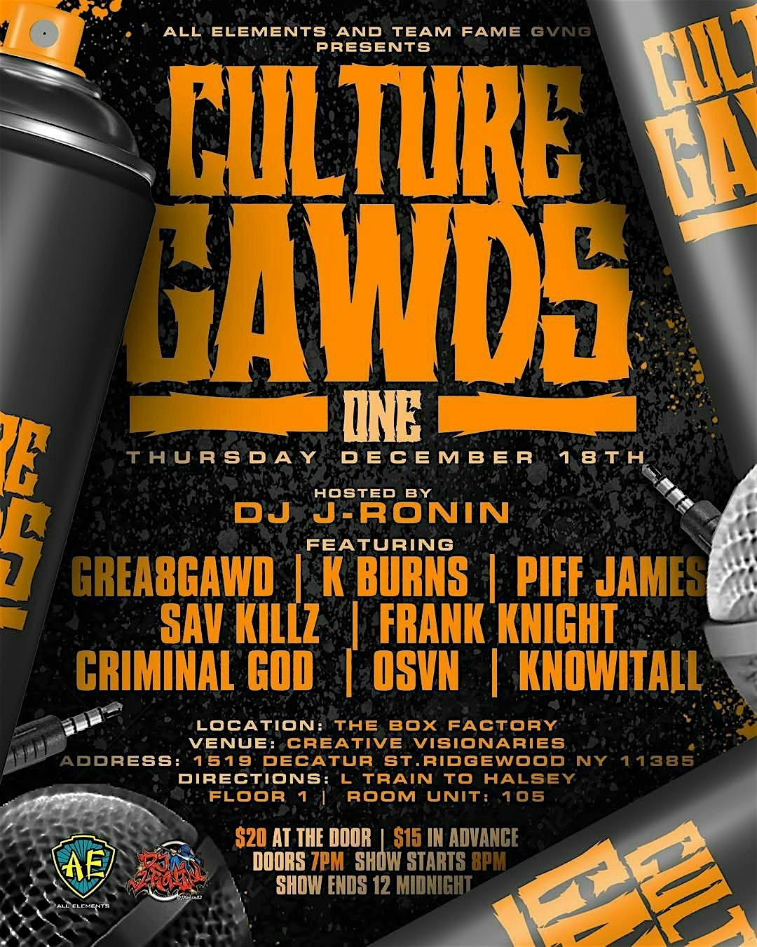 All Elements and Team Fame Gvng presents Culture Gawds 1