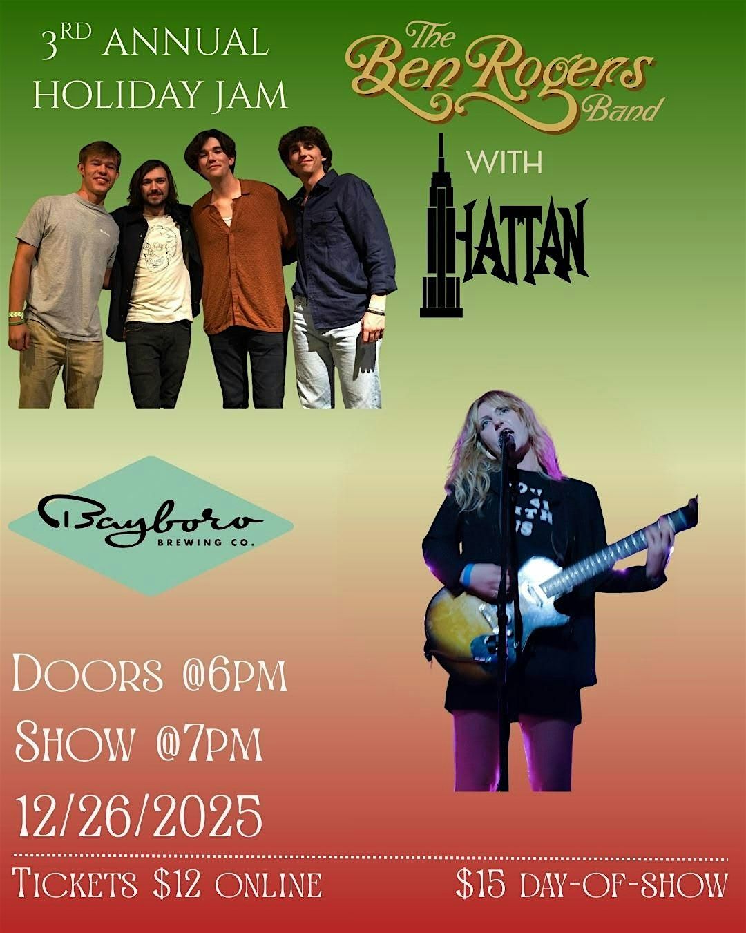 Third Annual Holiday Jam ft Ben Rogers Band at The Venue at Bayboro Brewing