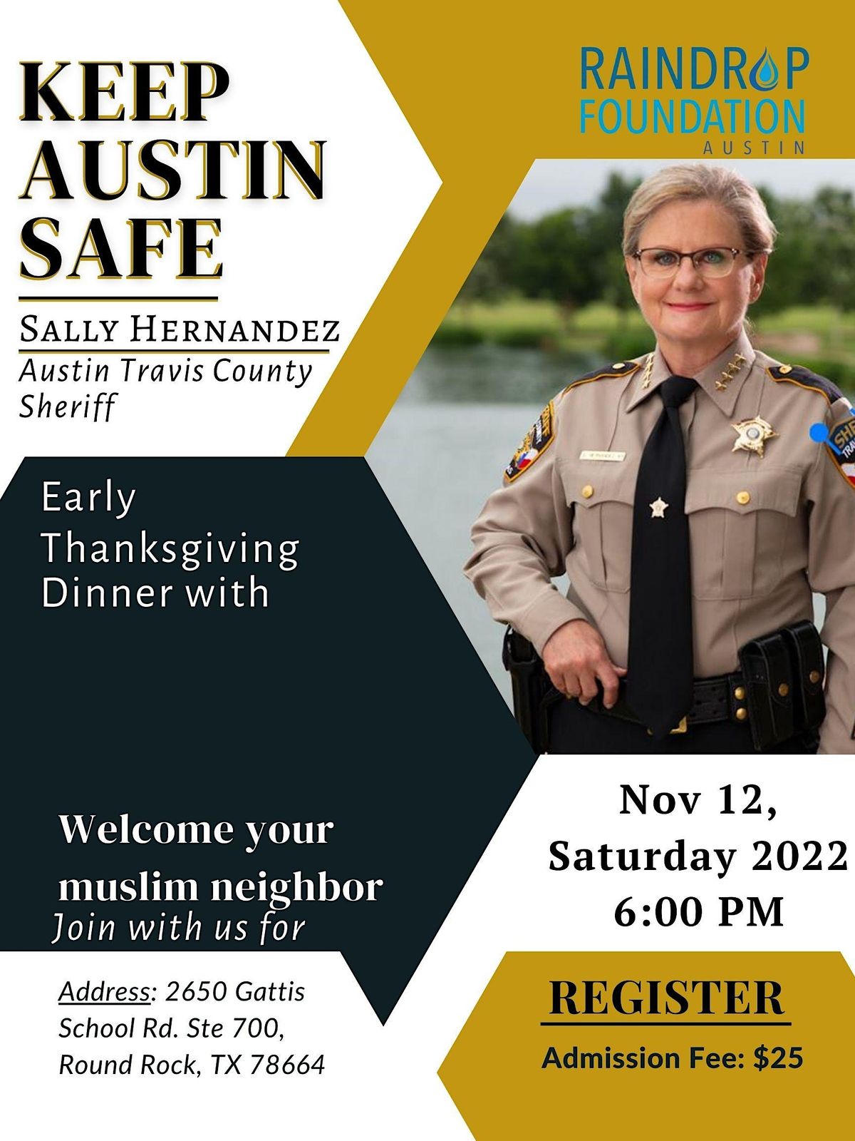 Early Thanksgiving Dinner with Sheriff Sally Hernandez 2650 Gattis
