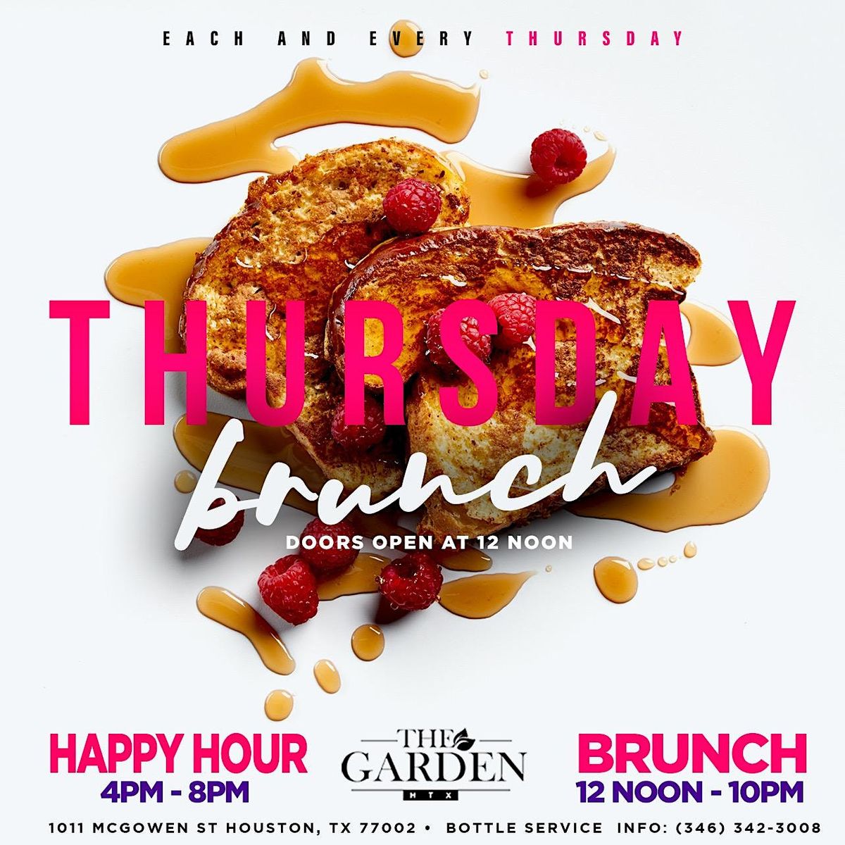 Thursday  Brunch & Happy Hour + Day Time Vibes at The Garden in Midtown