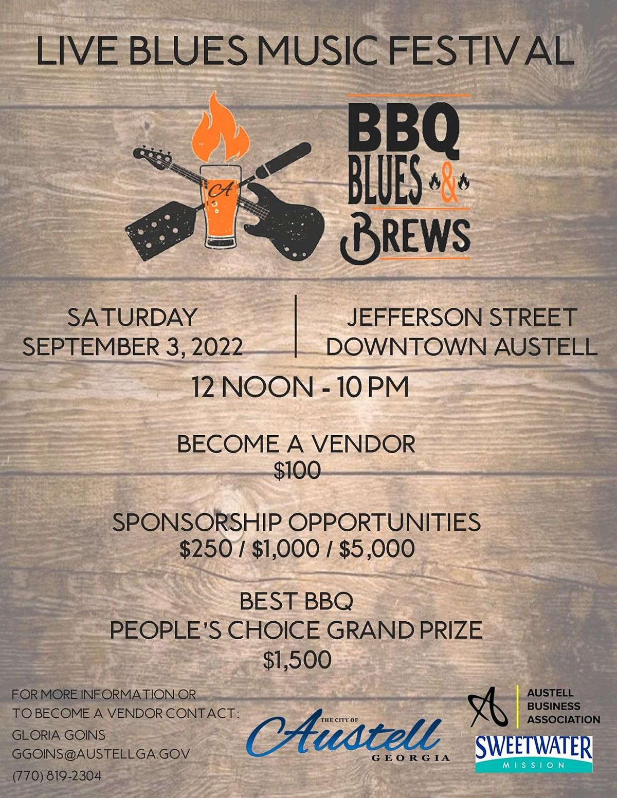 Austell BBQ Blues & Brews Festival Jefferson Street, Austell, GA September 3, 2022