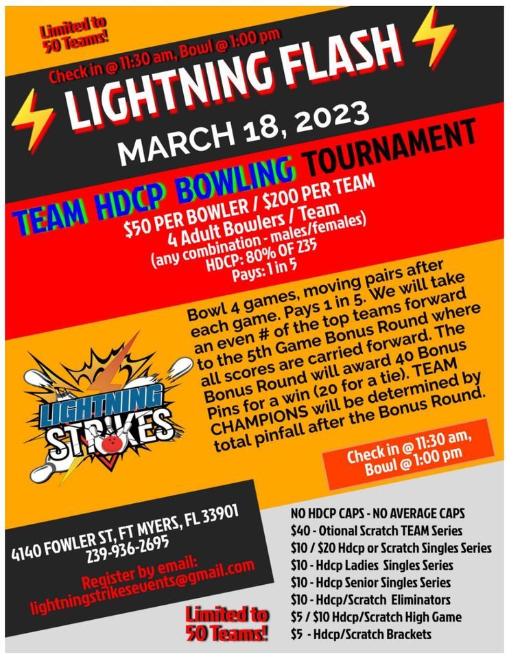 LIGHTNING FLASH HDCP TEAM TOURNAMENT MARCH Lightning Strikes Bowl