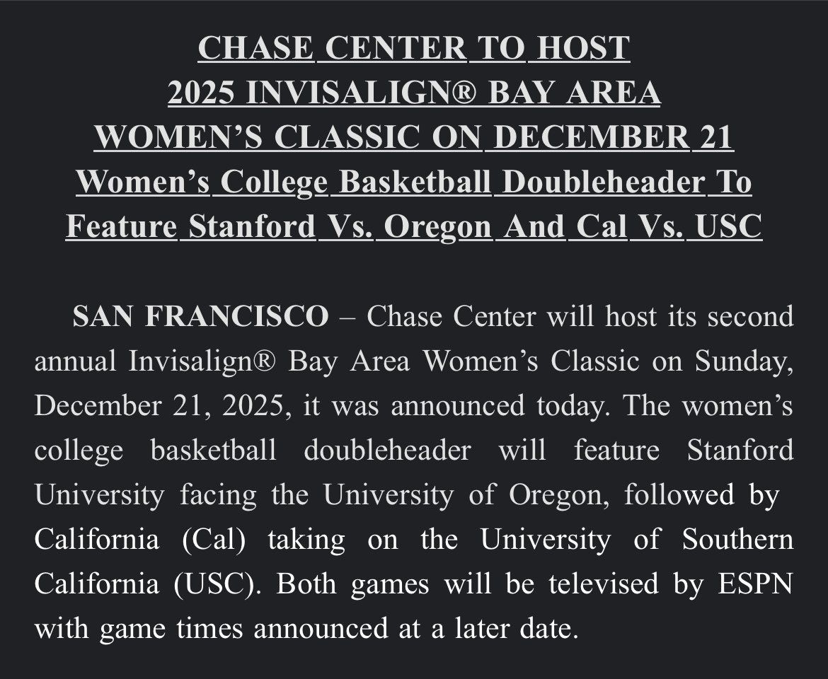 Bay Area Women's Classic: Stanford vs. Oregon & California vs. USC
