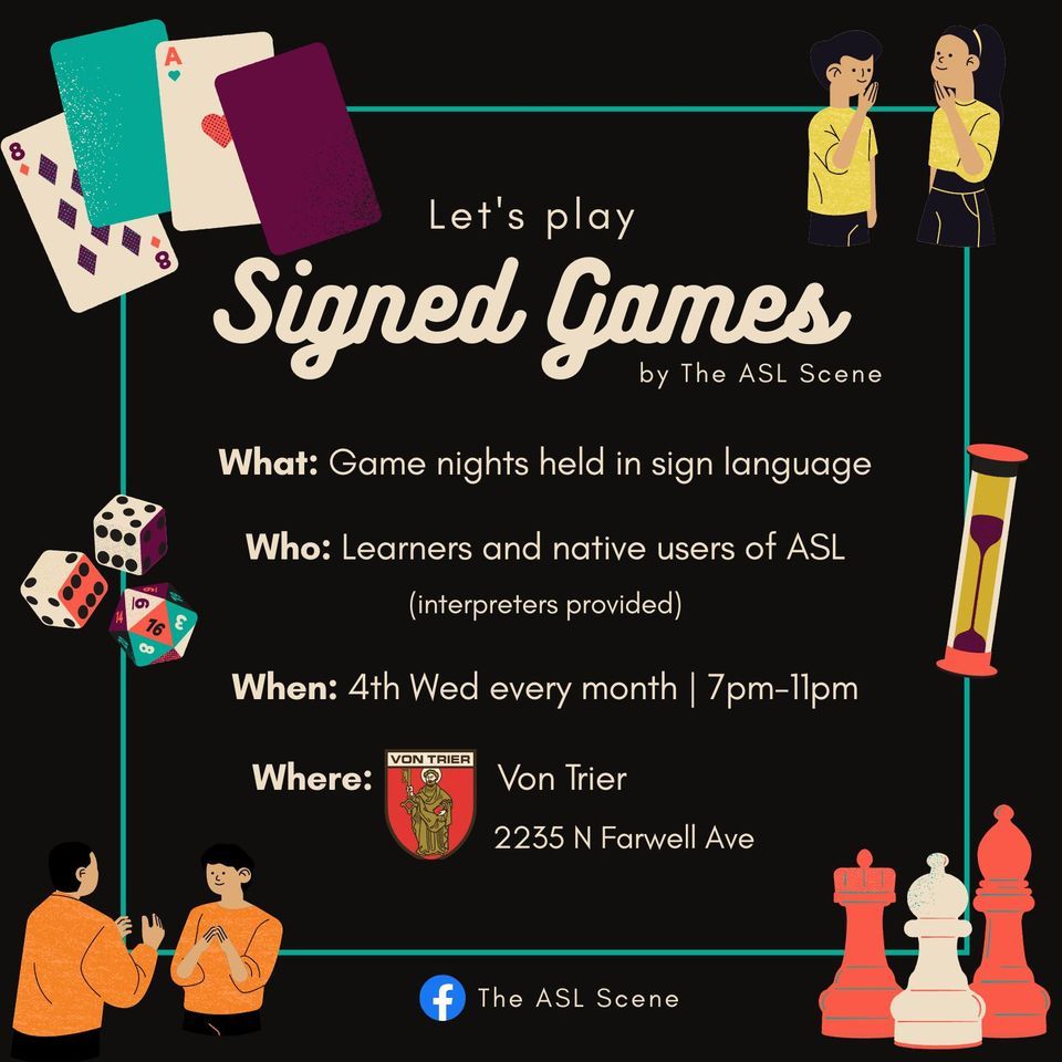 Signed Games - ASL Game Night!  Von Trier, Milwaukee, WI  January 25, 2023