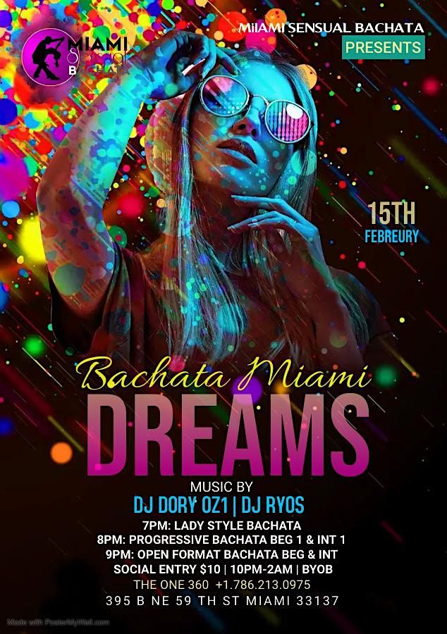 BACHATA MIAMI DREAMS, EVERY WEDNESDAY LESSONS AND SOCIAL DANCE 395 NE