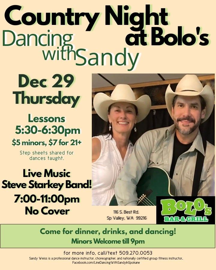 Line Dance Lesson then Dancing to the Steve Starkey Band at Bolo's ...