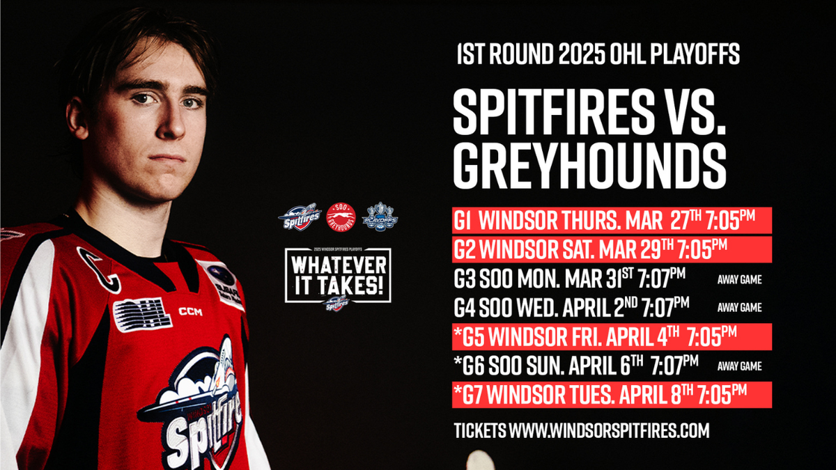 Windsor Spitfires at Sault Ste Marie - Soo Greyhounds at GFL Memorial Gardens