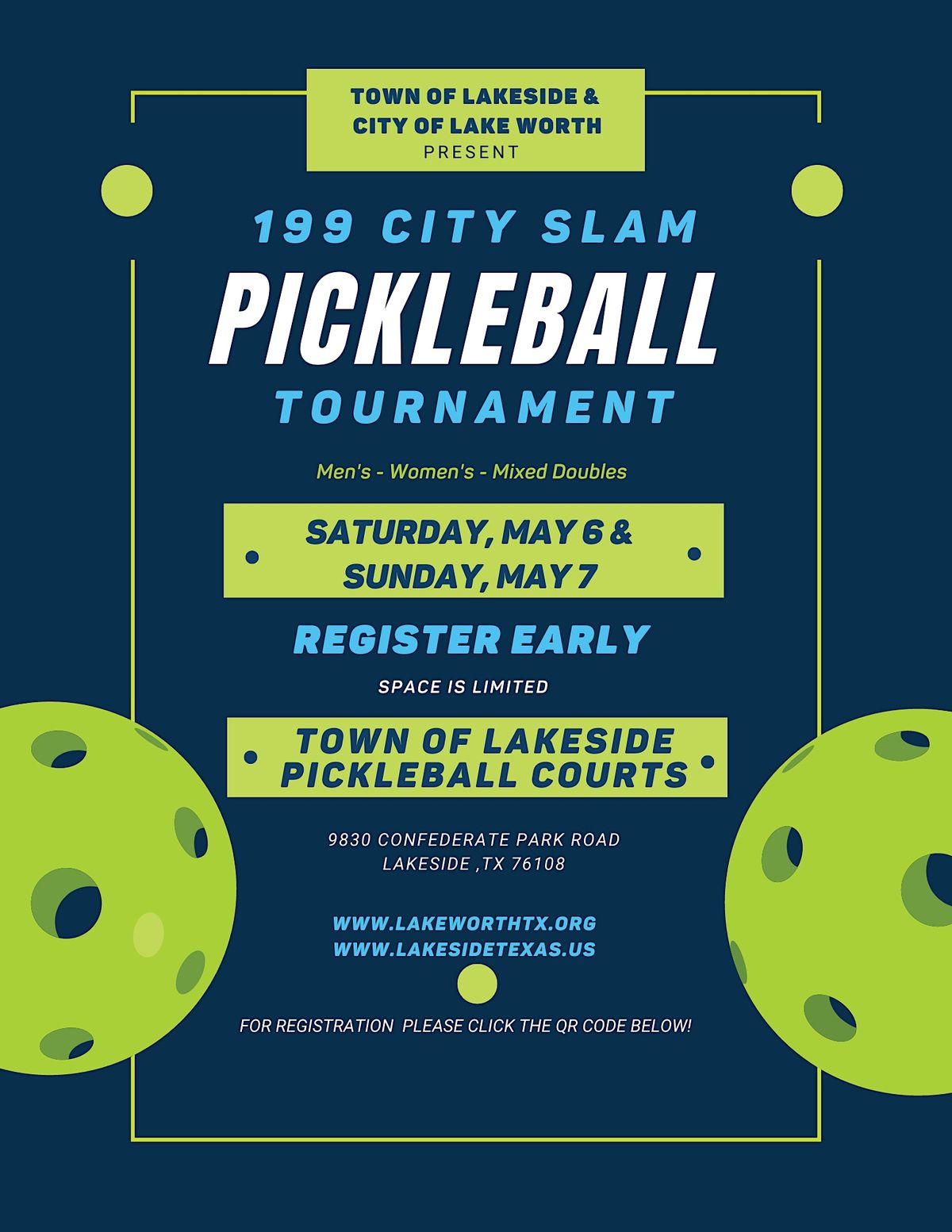 199 City Slam Pickleball Tournament | Lakeside Town Hall | May 6 to May 7
