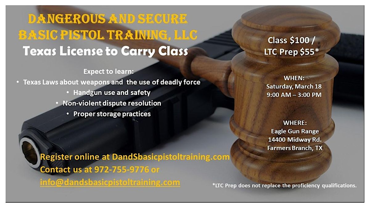 Texas License To Carry Class Eagle Gun Range, Farmers Branch, TX