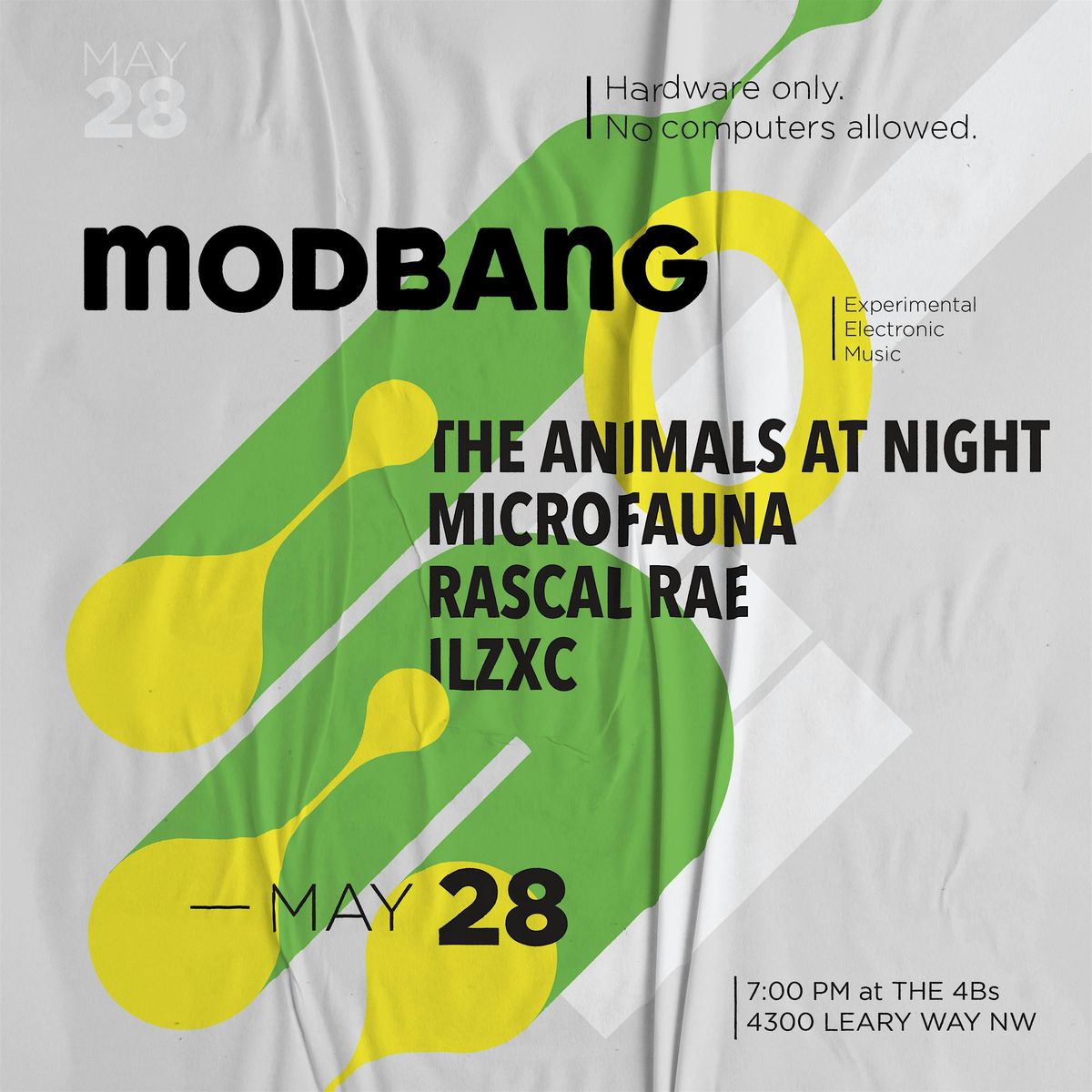 Modbang May Live Hardware Electronic Music Event 4300 Leary Wy NW
