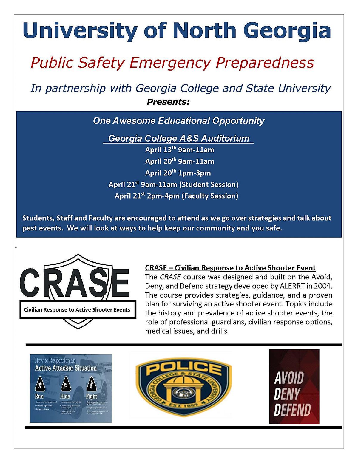 CRASE- Civilian Response to Active Shooter Events at Georgia College ...