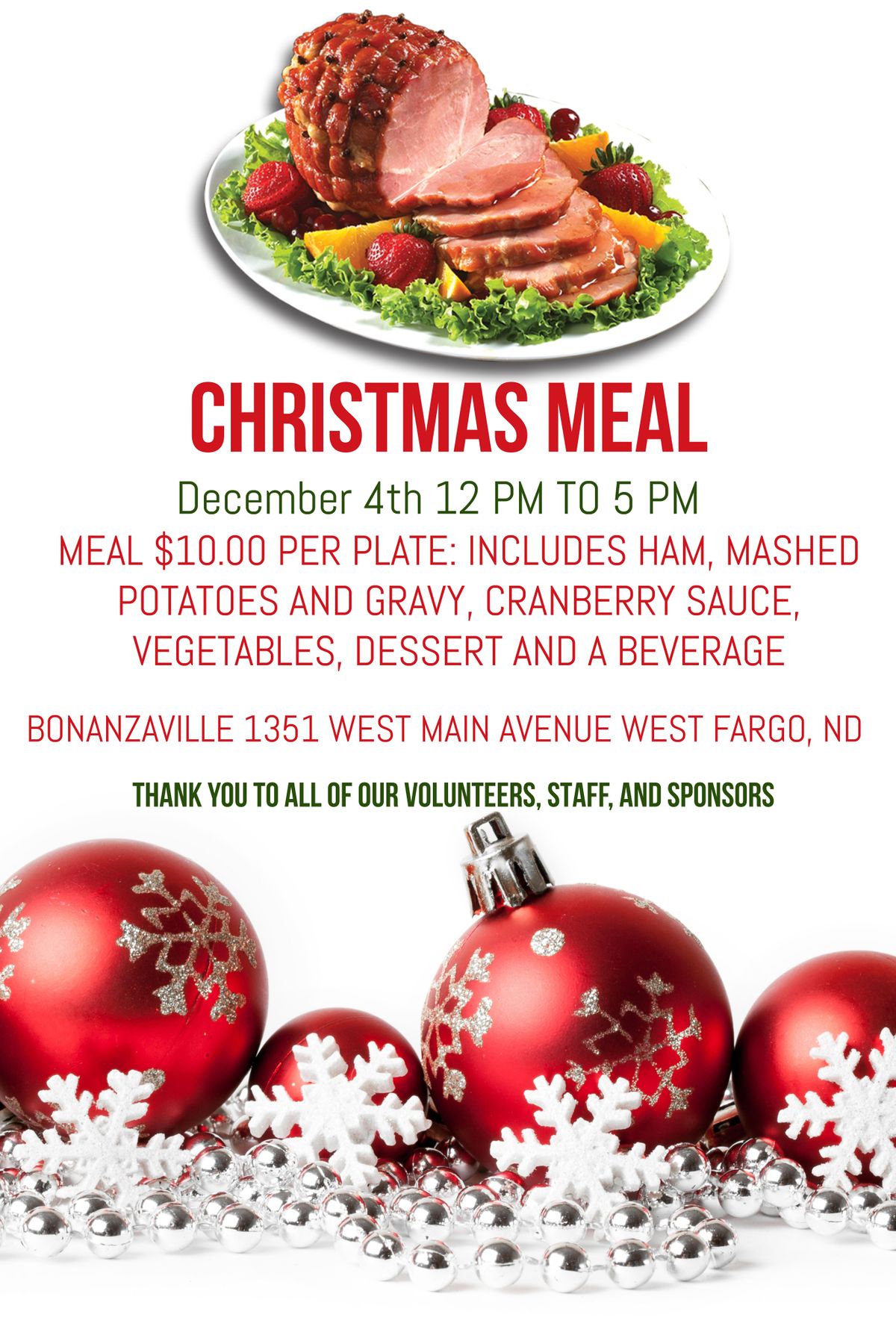 Volunteering Christmas 2022 Fargo Christmas Dinner At Christmas On The Prairie | 1351 Main Ave W, West Fargo,  Nd | December 4, 2021