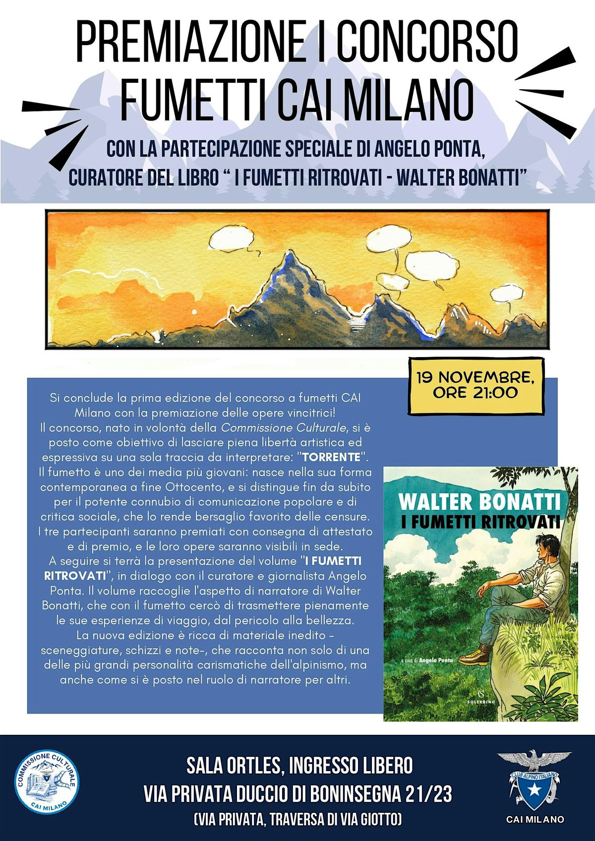 Premiazione di "Fumetti & Montagne" con i "Fumetti ritrovati" di Bonatti
