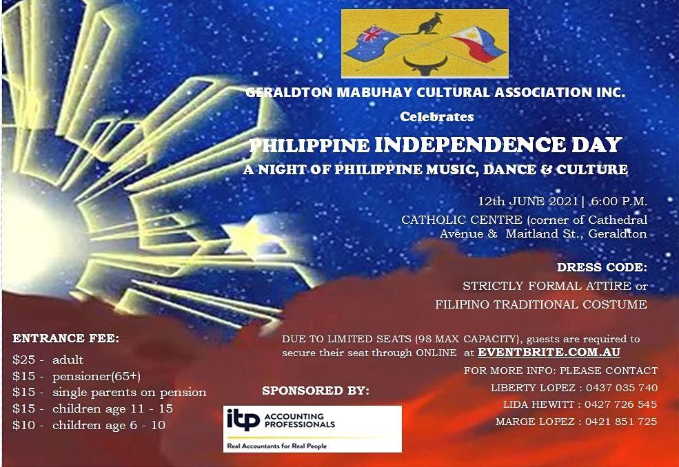 Geraldton Mabuhay Cultural Club Philippine Independence Day Celebration Catholic Centre Geraldton Wa June 12 21