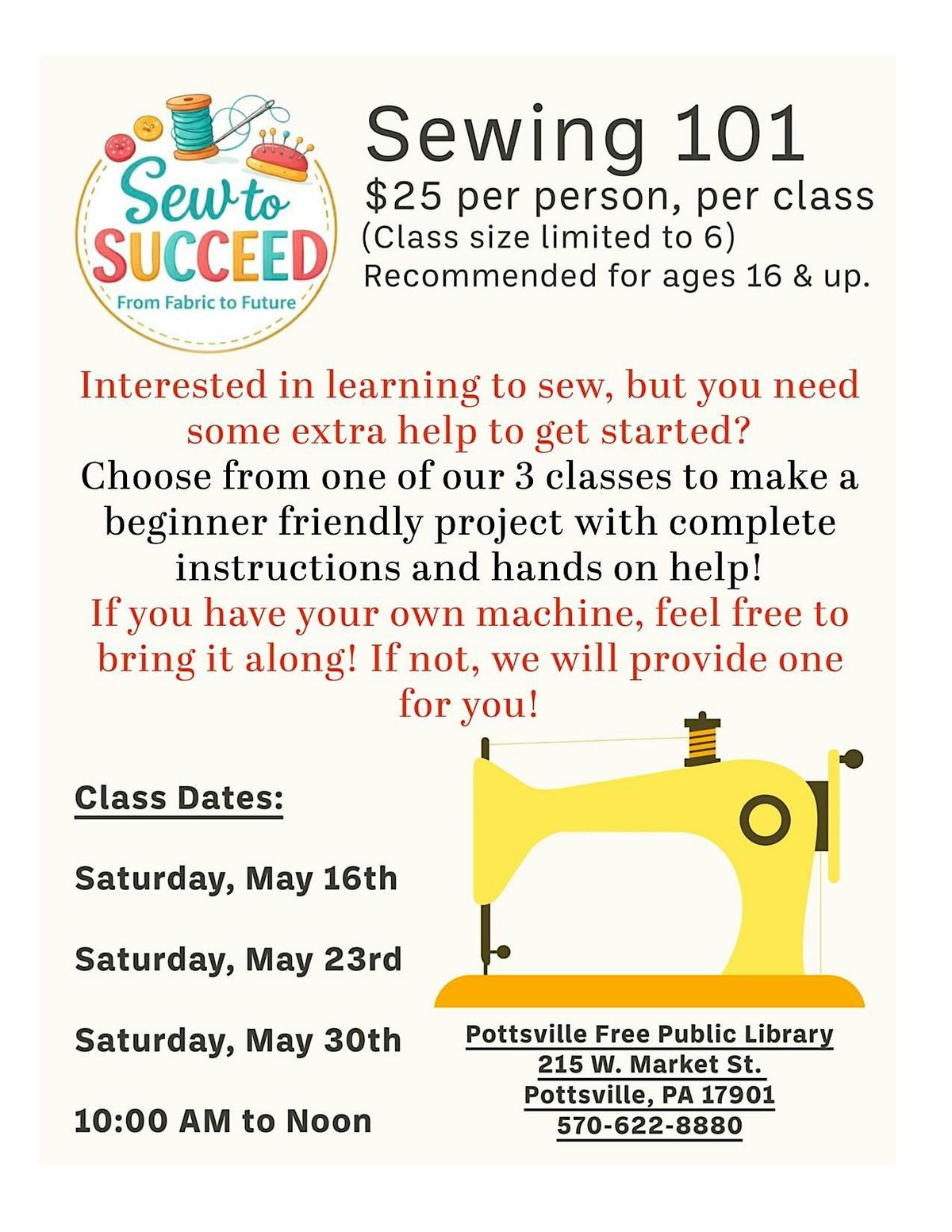 Sewing 101 with Sew to Succeed