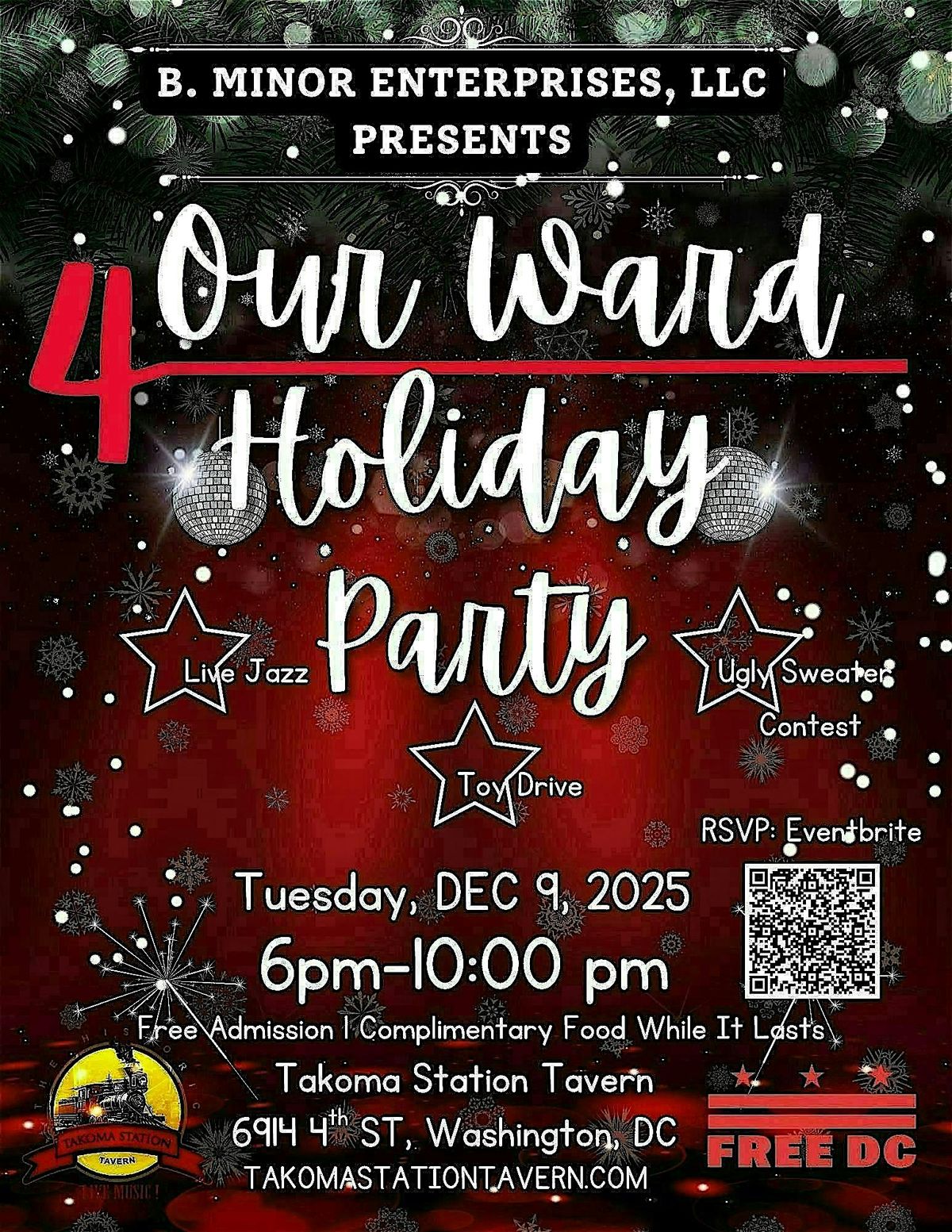 4 Our Ward Holiday Party & Toy Drive \u2022 Live Jazz, Free Food & Ugly Sweaters