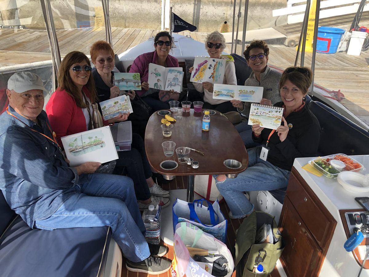 Sketching on the Water Duffy Boat Los Alamitos Bay, Long Beach