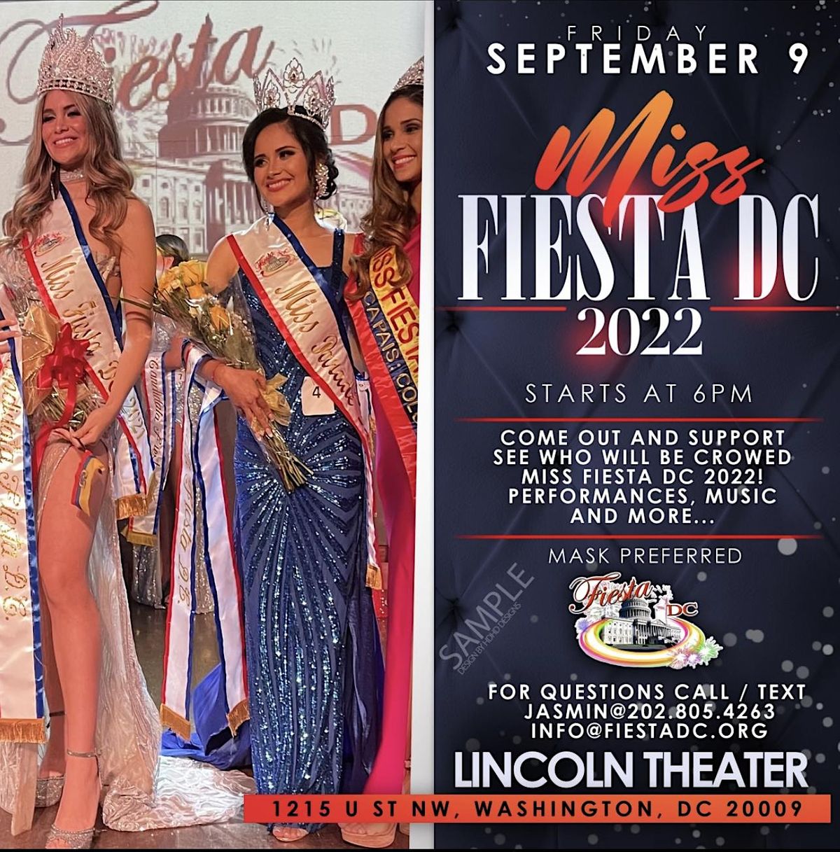 Miss Fiesta DC 2022! Lincoln Theatre, Washington, DC September 9, 2022