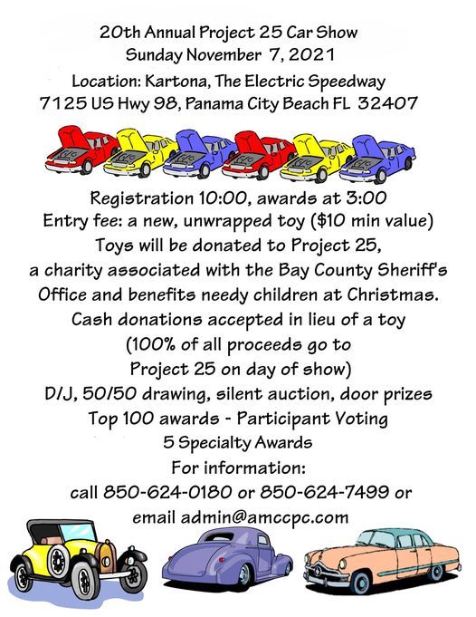 20th Annual Project 25 Car Show Kartona The Electric Speedway Panama City Fl November 7 2021