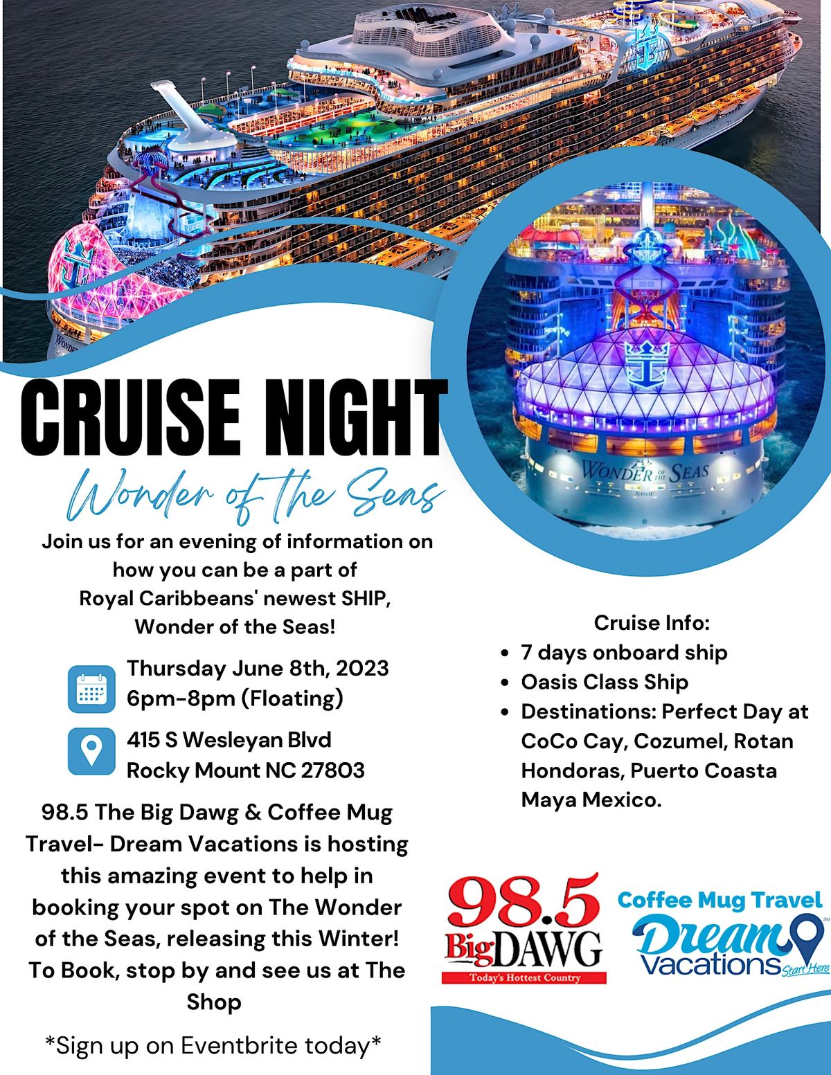 Cruise Night| Wonder of the Seas | 415 S Wesleyan Blvd, Rocky Mount, NC ...