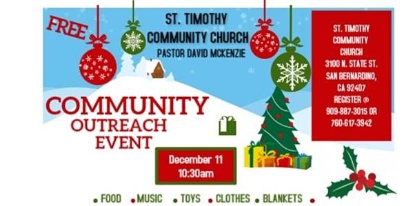 Christmas Toy Giveaways In San Bernardino Ca 2022 Community Outreach Event "Free Toys, Food, And Clothes Giveaway" | St.  Timothy Community Church, San Bernardino, Ca | December 11, 2021