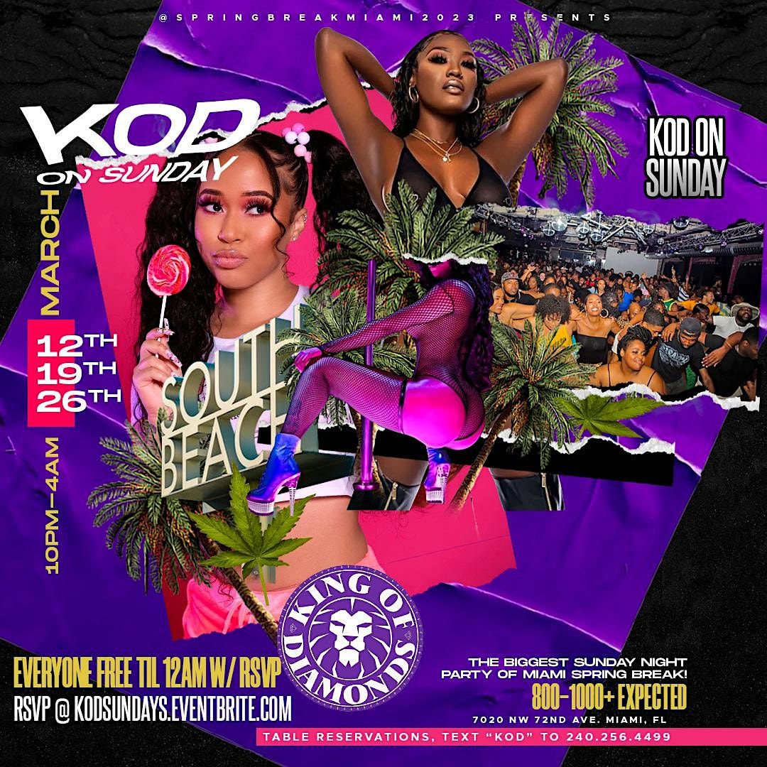 Miami Spring Break 2023 x KOD on SUNDAY ! The Biggest Party on Earth