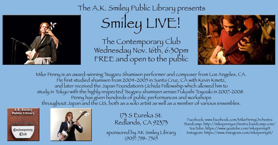 SMILEY LIVE! Mike Penny -- Tsugaru Shamisen Performer | The ...