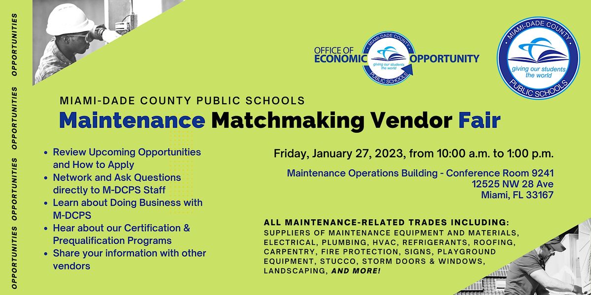 MDCPS OEOs 2023 Maintenance Matchmaking Vendor Fair MDCPS