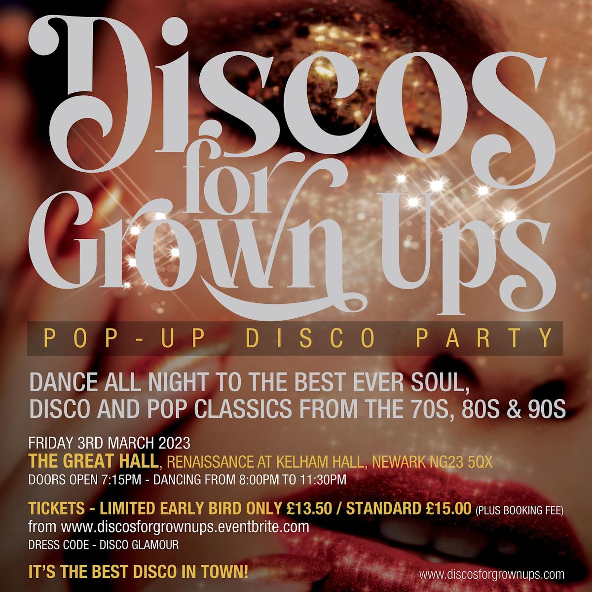 Discos for Grown ups pop-up 70s, 80s and 90s disco KELHAM HALL NEWARK ...