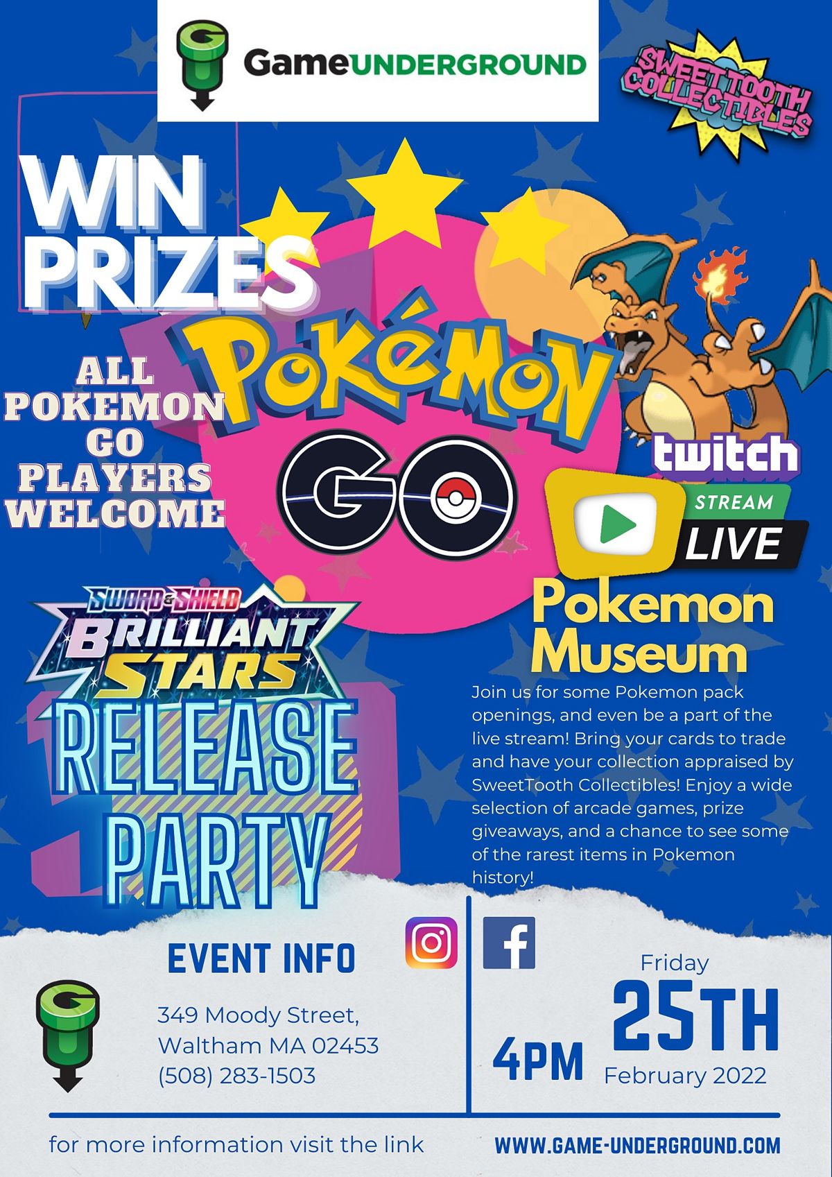 Brilliant Stars Pokemon Go Party Game Underground Waltham Ma February 25 22 Brilliant Stars Pokemon Go Party Game Underground Waltham Ma February 25 22
